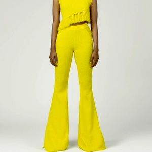 BNWT Hanifa Yellow Bellbottom Mikayla Pant Size XL